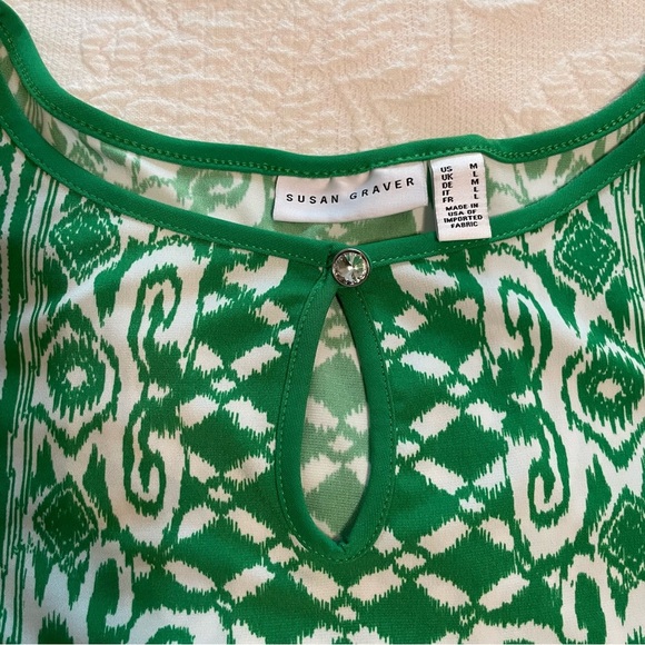 Susan Graver Green and White Graphic Tunic - Picture 9 of 11